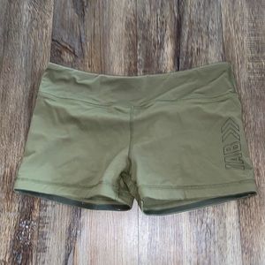 IAB MFG spandex shorts, Size L (10) and olive/green
